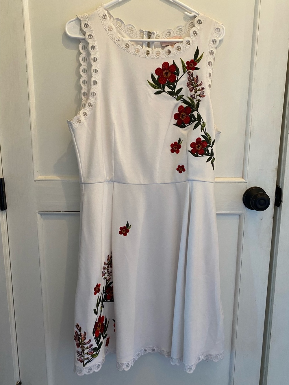 Ted Baker White Floral Embroidered Fit & Flare Dress
